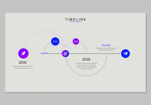 Minimalist Business Timeline Infographic Template with Roadmap or Workflow Steps