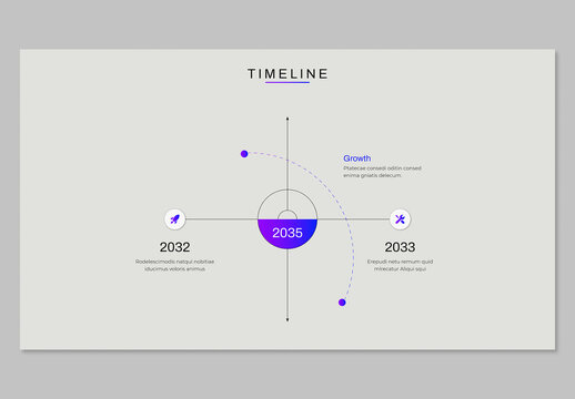 Minimal Business Timeline Infographic Template with 3 Steps for Company Growth