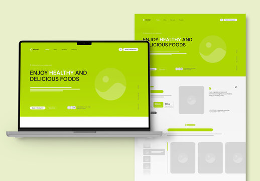 Clean and Modern Food Company Landing Page Wireframe Design