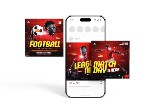 Sports Football Match Day Social Media Post Set Template