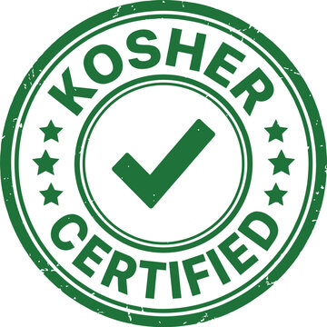 Green kosher certified circular badge with checkmark quality seal