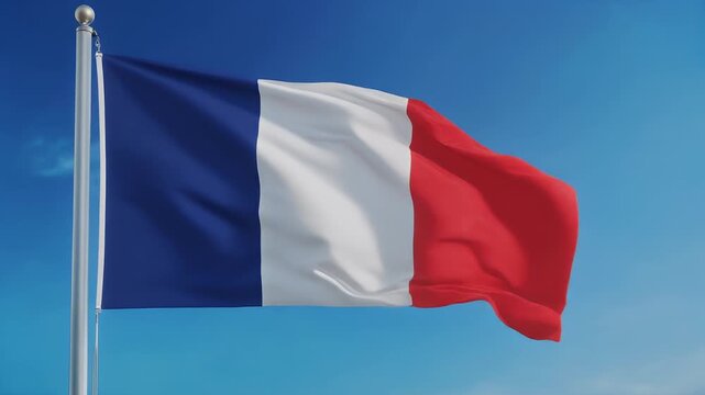 French National Flag Waving Outdoors