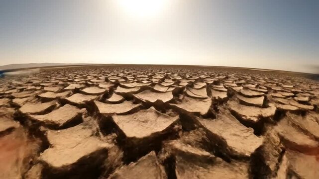 Parched Cracked Earth Landscape Under a Vast Sky