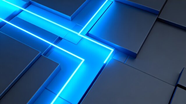 Abstract blue neon light design