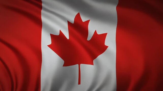 Canadian Flag Waving with Maple Leaf