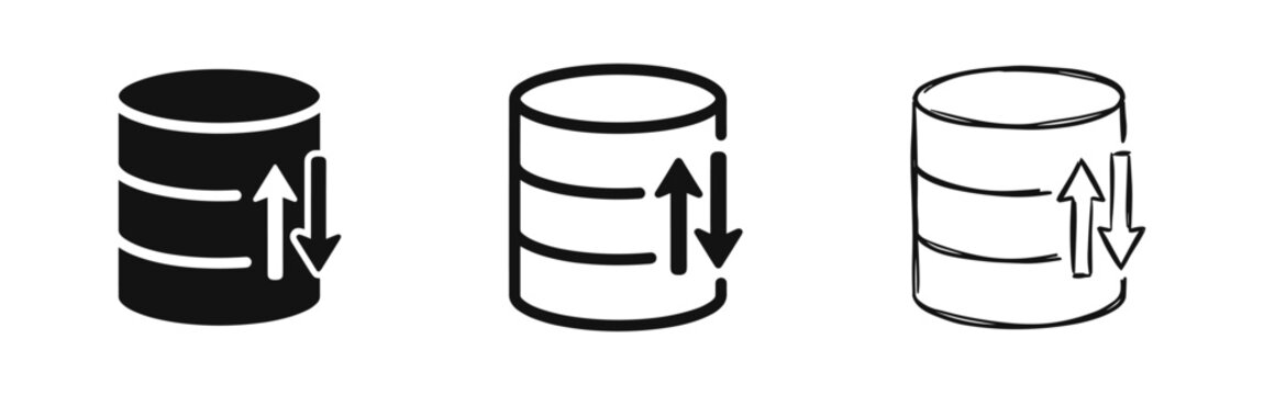 Database Server and Data Transfer Cloud Storage Icon Set