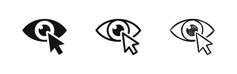 Naklejka premium Website Visibility and Eye Tracking Monitoring Icon Set