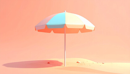 Obraz premium Beach umbrella on sandy shore with pastel colors