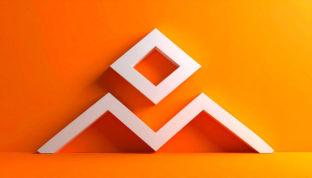 White 3D geometric shapes on vibrant orange background