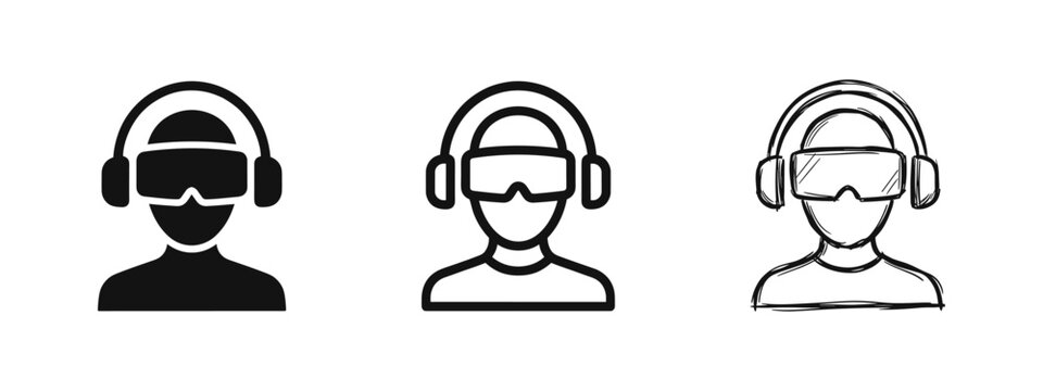 VR Headset Icon Set - Virtual Reality, Gaming, and Metaverse Icons