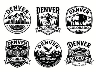 Fototapeta premium Set of denver colorado emblems, badges, and logos