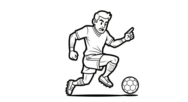 Dynamic soccer player kicking ball during intense match action.