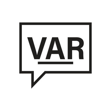 VAR football video assistant referee speech bubble icon flat design