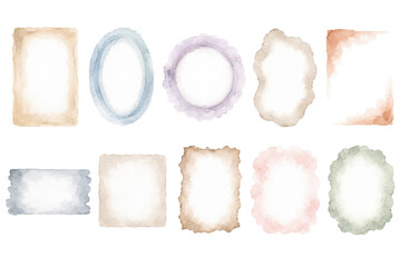 Plakat Set of soft watercolor frames and border templates on white