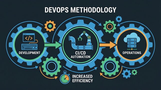 Devops methodology illustration development ci cd and operations workflow