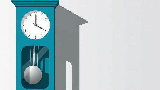 Turquoise grandfather clock with pendulum and shadow