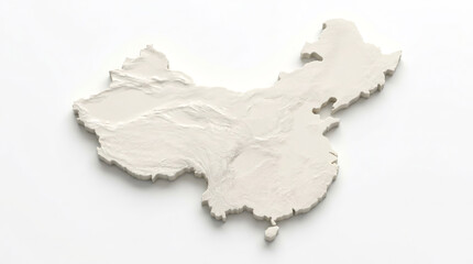 Obraz premium 3D render of China map isolated on white background