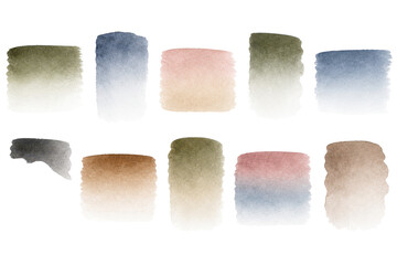 Obraz premium Set of soft watercolor brush swatches on white background