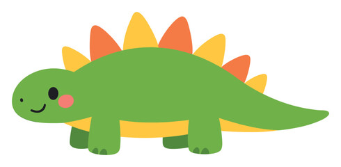 Fototapeta premium Adorable stegosaurus character with vibrant plates on its back and a cheerful expression, an animated dinosaur design