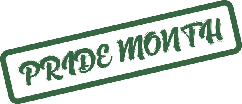 Official green Pride Month stamp for celebrating LGBTQ plus awareness and support