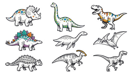 Cute Cartoon Dinosaurs Collection - Kids Prehistoric Creatures Illustration © mus