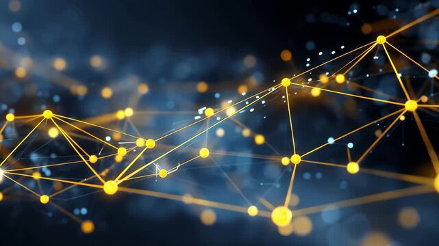 Visual representation of data flow and connections in a digital network environment at night