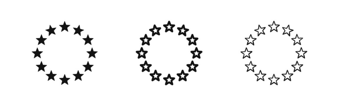 Circle of Stars Icon Set - European Union Symbol or Rating Concept