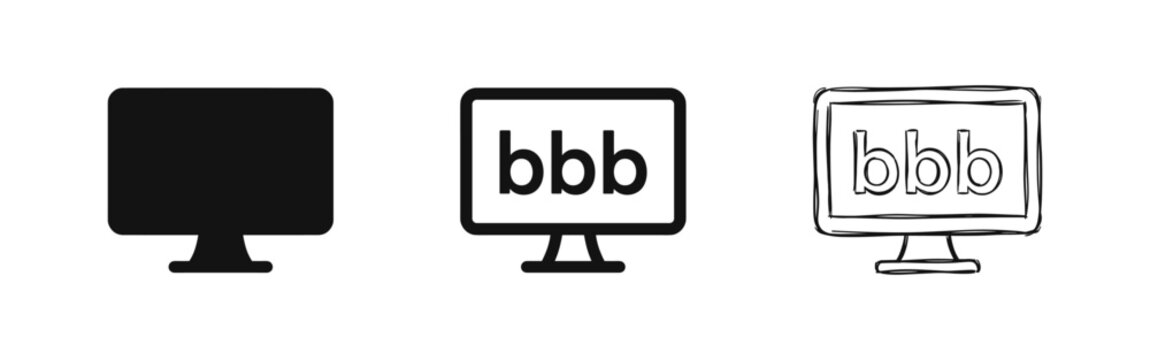 Better Business Bureau Monitor Icon Set, Computer Screen with BBB Text for Trust