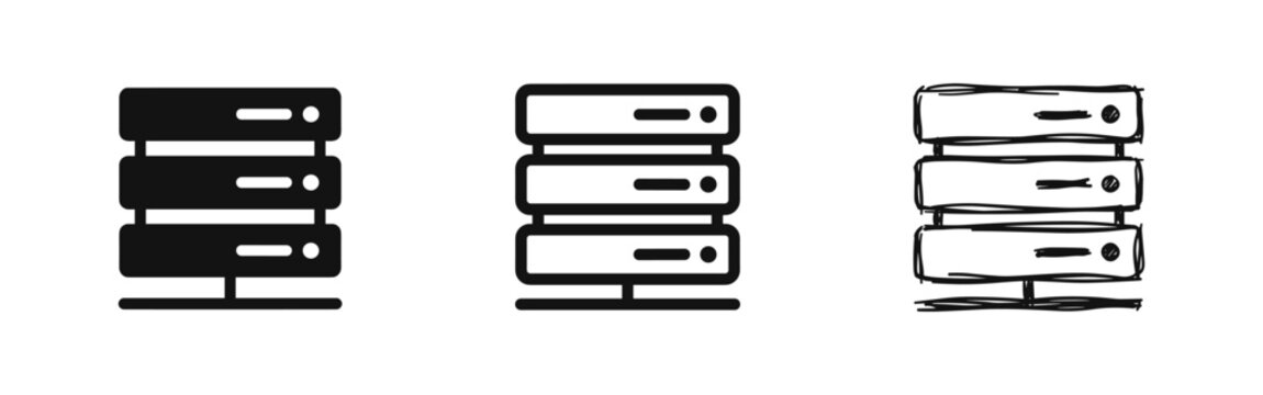 Database Server Storage Icon Set for Networking and Cloud Computing