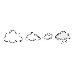Obraz premium Hand drawn cloud illustration simple cartoon style white background line