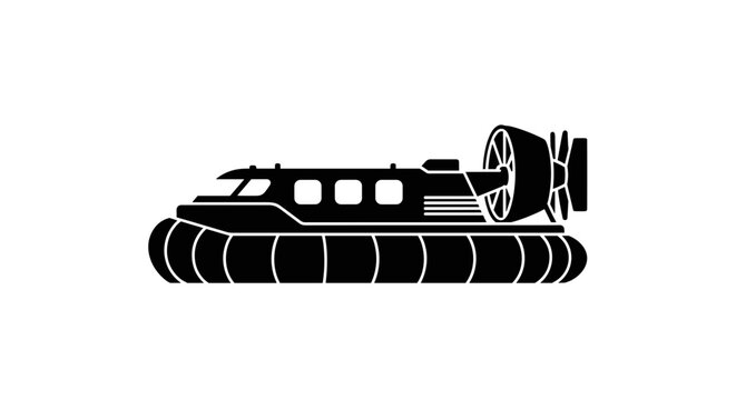 Black silhouette of a hovercraft on a white background 1.