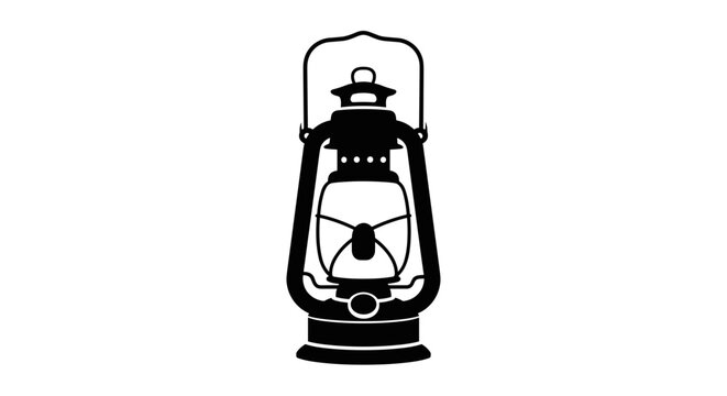 Vintage oil lantern silhouette isolated on white background 1.