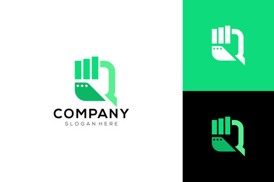 Vector logo design of the initial letter Q with a bold line symbolizes accounting or finance.