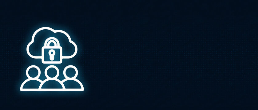  Secure multi-user cloud computing access protection with a central padlock icon