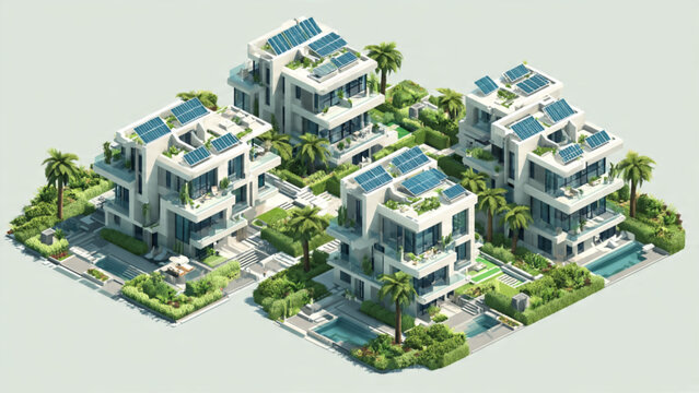 Modern Luxury Residential Complex with Swimming Pools.