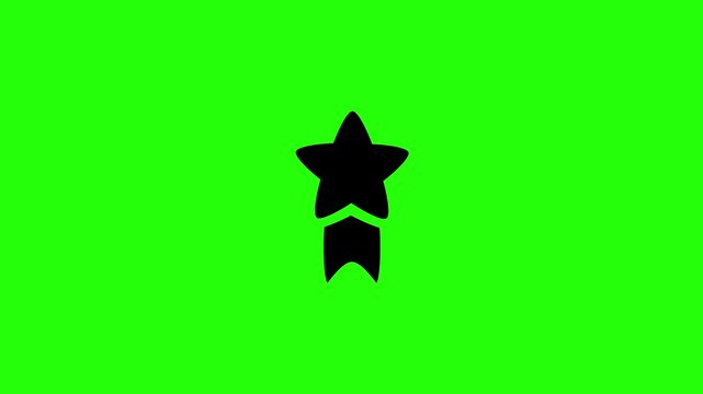 High definition 4K clip of a premium star achievement reward badge medal holding dual hanging ribbons bouncing. Elegant popup element for dog show contest.