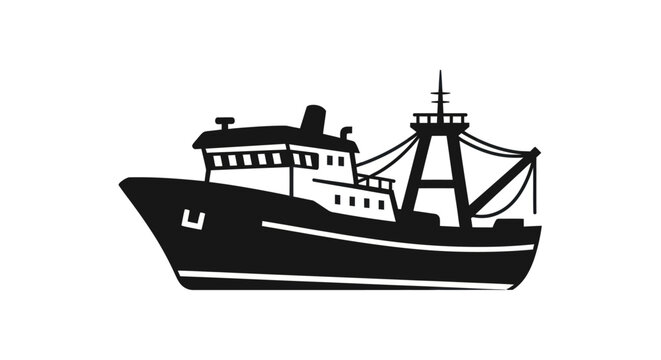 Fishing Trawler Vector Silhouette