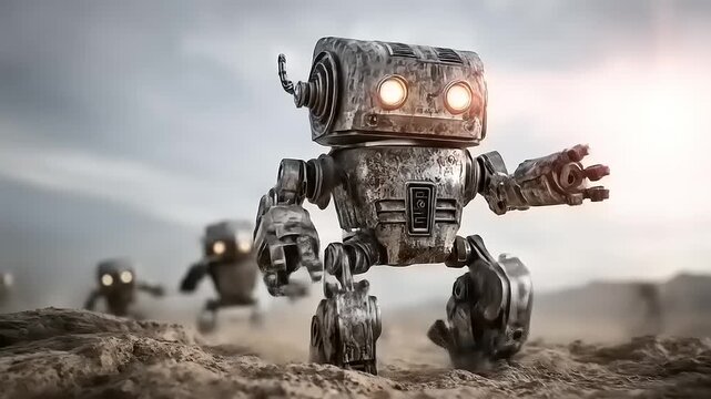 March of the Metal Minions: A Glimpse into a Forlorn Future with Sentient Automatons on a Dusty Plain
