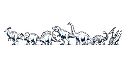 Diverse Dinosaur Collection - Prehistoric Creatures Lineup © nongko