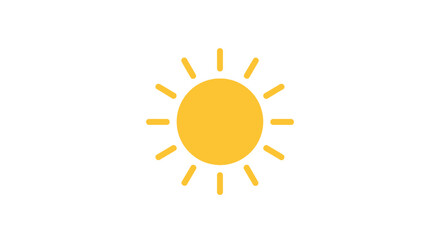 Fototapeta premium Simple Yellow Sun Icon on a White Background Depicting Brightness and Warmth Easily