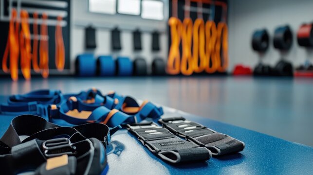 A sports training facility scene where a coach discusses safety and protection equipment including a jockstrap laid out for demonstration