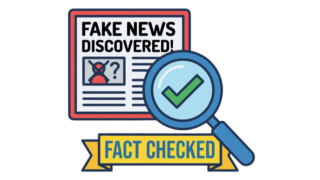 Fake News Discovery Fact Checked Magnifying Glass