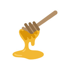 Honey dripping from wooden dipper. © giannheno7697q