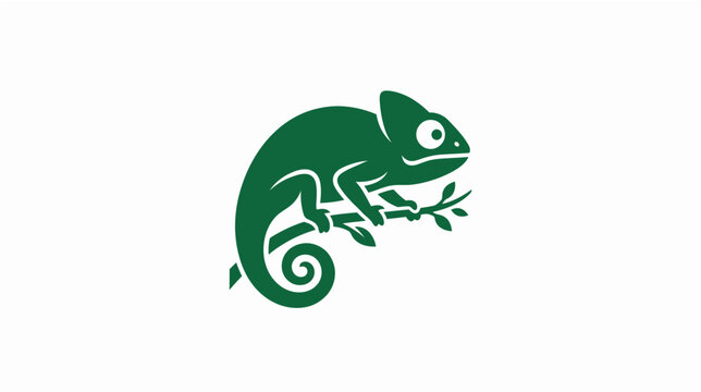 Chameleon lizard minimalist logo vector green reptile animal icon design for creative agency technology software adaptation marketing brand