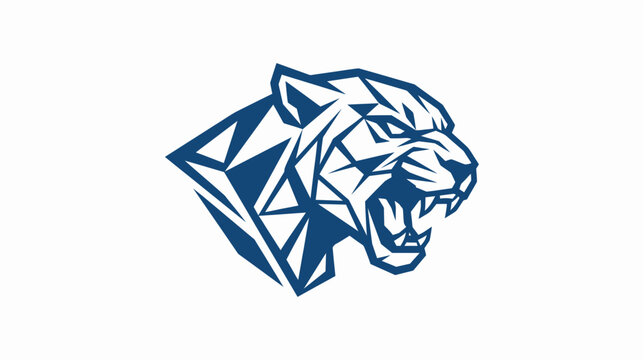 Geometric tiger head mascot logo vector low poly wildcat jaguar panther icon design for security company sports team identity
