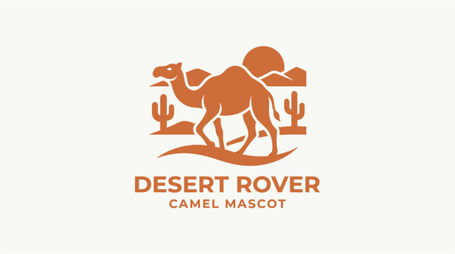 Desert rover camel mascot logo vector vintage badge design for outdoor travel adventure safari tourism clothing company brand