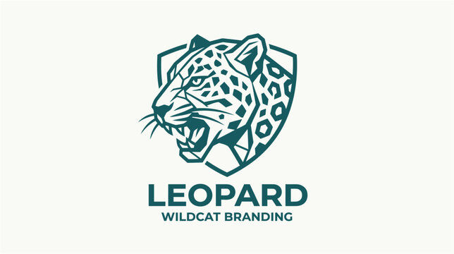 Leopard wildcat branding logo vector fierce jaguar panther head shield emblem for sports team security company tactical brand