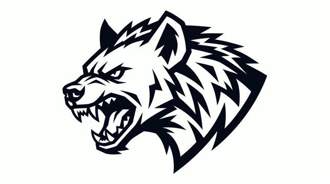 Angry wolf head mascot logo vector aggressive wild hyena werewolf icon design for sports team gaming esports apparel