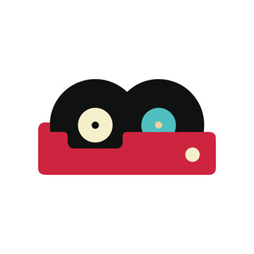 Vinyl Records in Red Holder.