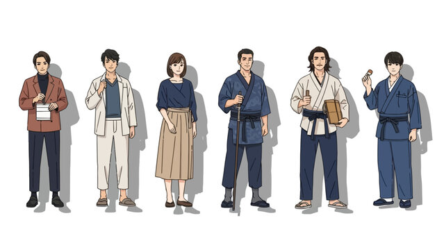 Diverse professions vector illustration doctor teacher artist builder chef photographer student
